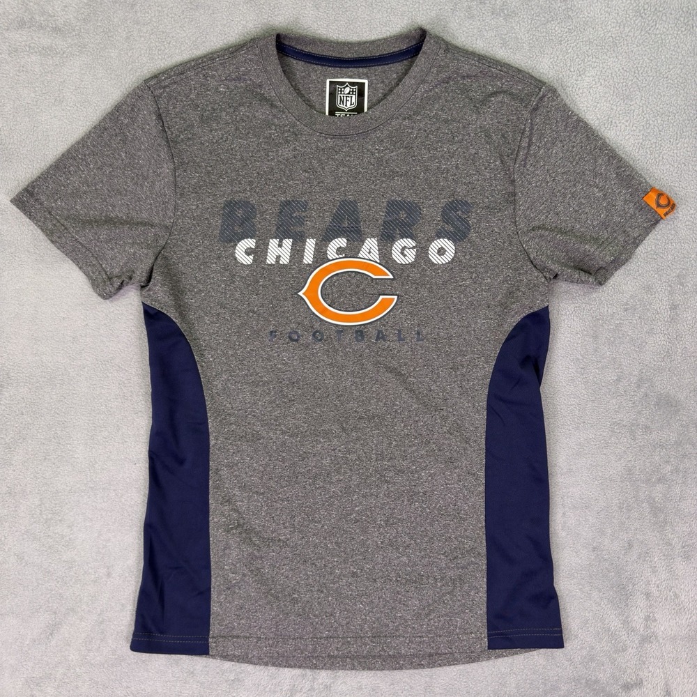NFL Team Apparel Shirt Mens Medium Gray Chicago Bears Short Sleeve